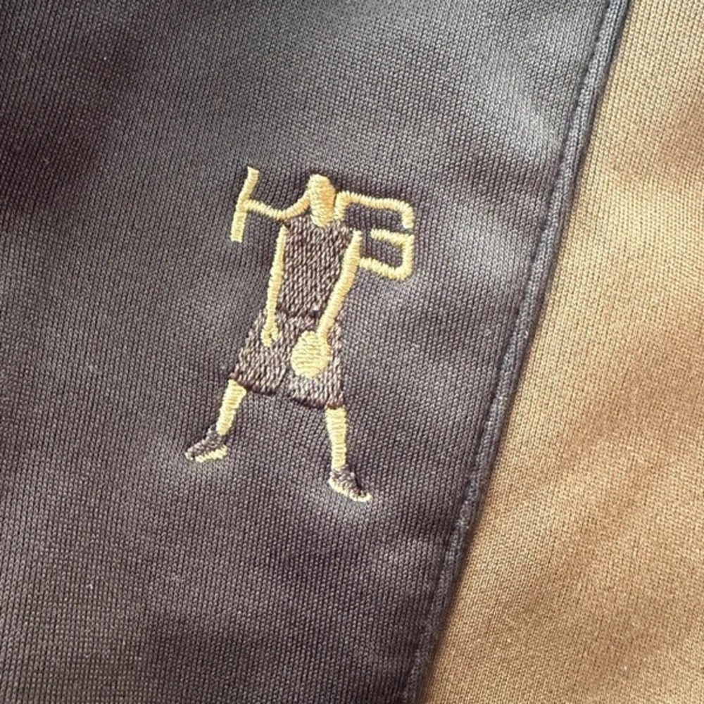 Brown & Tan Pullover Hoodie with Embroidered Logo - Picture 2 of 5
